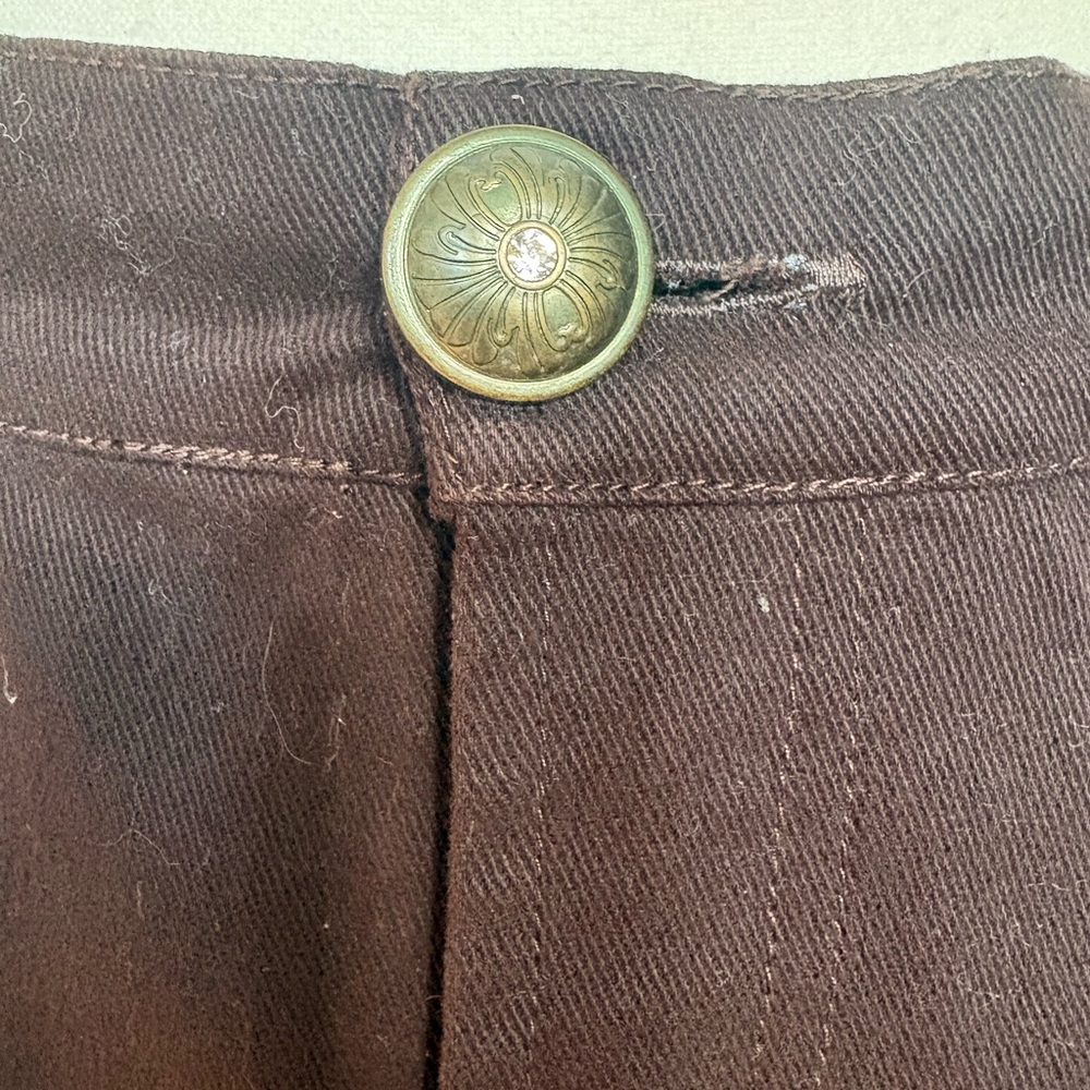 Simon Chang - Chocolate Brown Denim Mini Skirt - Picture 3 of 7